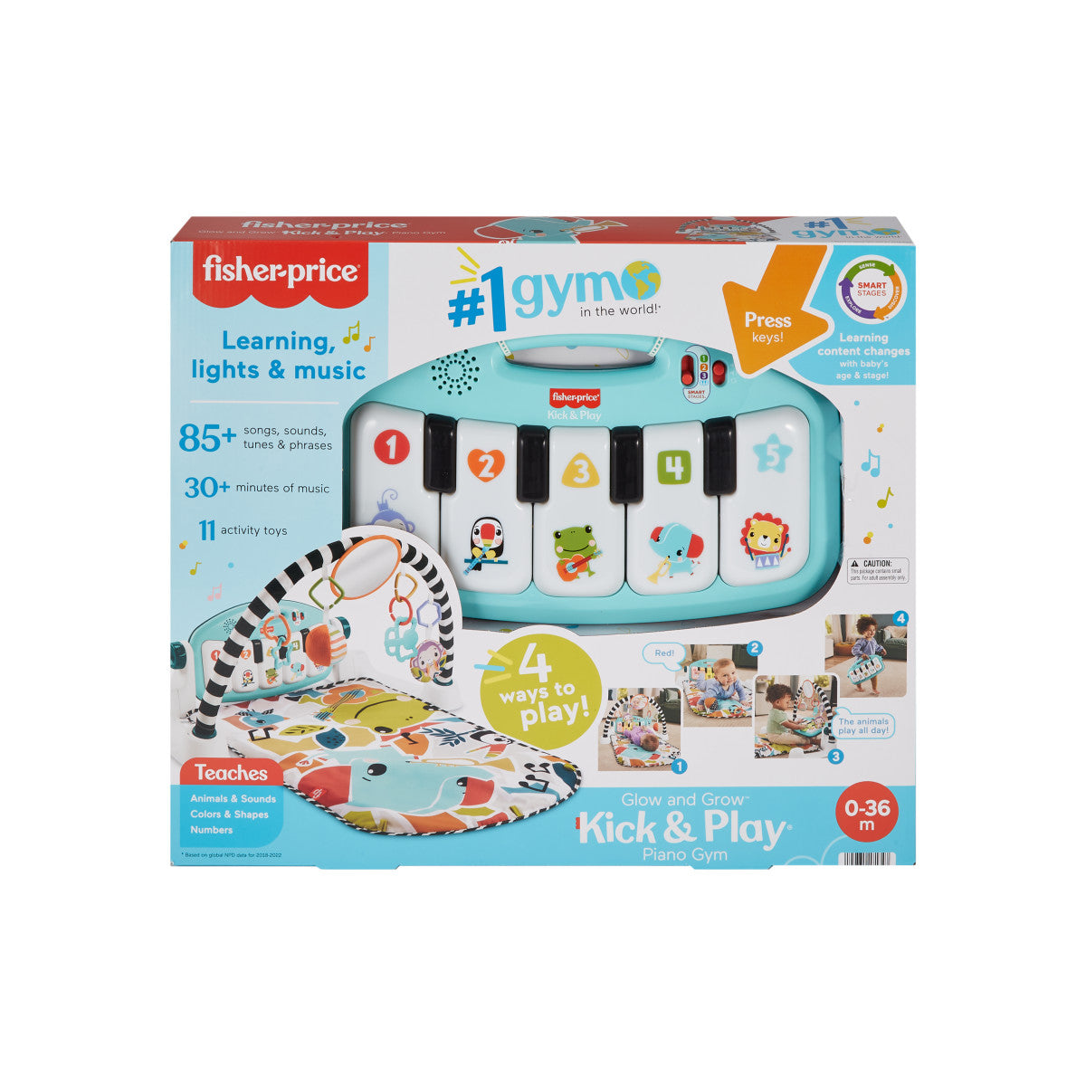 Fisher-Price Baby Activity Mat Glow & Grow Kick & Play Piano Gym