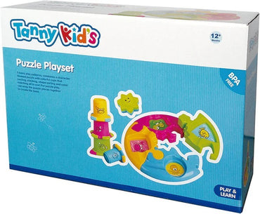 Kids World By KAMSHere Tanny Kids Puzzle Playset with colorful sea creatures, stacking cups, and shape sorting for toddlers.