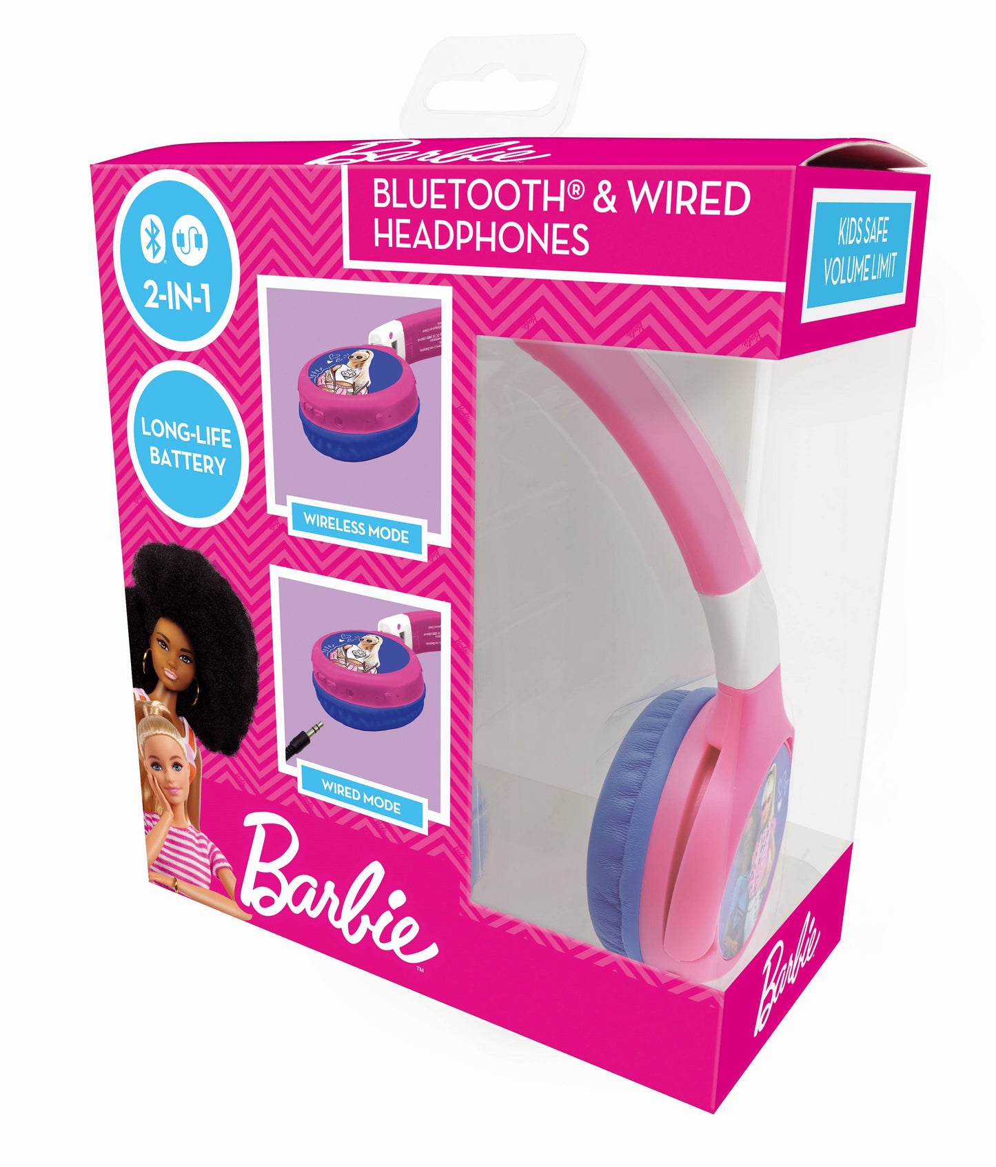 Lexibook Barbie 2 in 1 Bluetooth and Wired Comfort Foldable Headphone