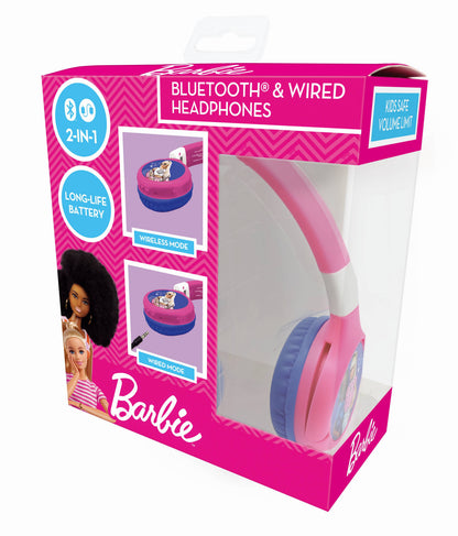 Lexibook Barbie 2 in 1 Bluetooth and Wired Comfort Foldable Headphone